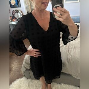 Stylish Black Long Sleeve Dress with raised dots